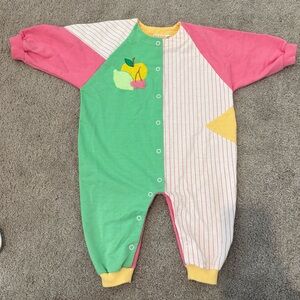 Friemanit Pastel Fruit Romper Footie Vintage Baby 12 months